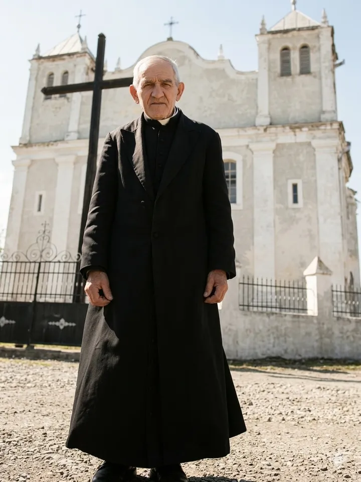 Fotografia histórica: Padre Antônio — Em frente a igreja da Matriz